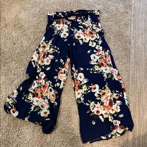 Hawaiian Navy Floral flowy pants